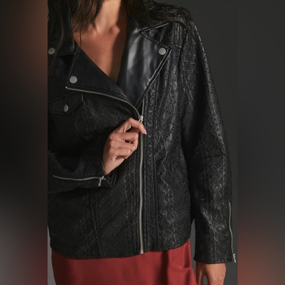 Anthropologie Faux Leather Eyelet Jacket - Picture 5 of 7